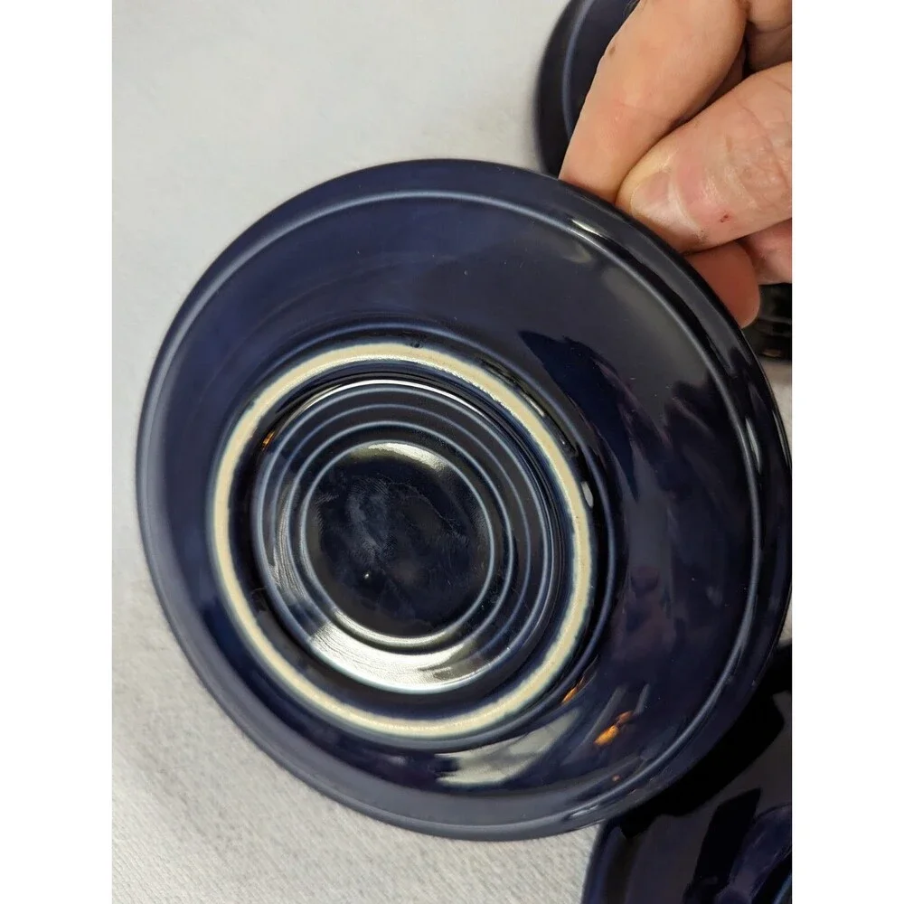 Fiesta Ware 4 Small Saucers Plates Cobalt Blue
